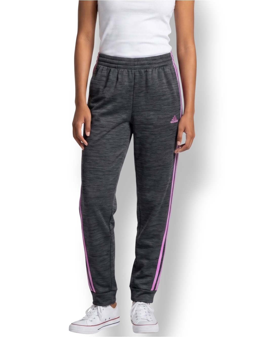 4/$20 Adidas Girls Black Pink Fleece Lined Jogger Pants Youth Large 14 Slim